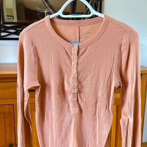 NWOT Everlane ribbed, cotton henley top, L